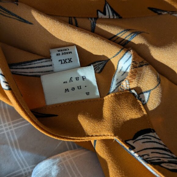 A New Day Dark Gold Floral Shift Dress Size XXL - Picture 2 of 9